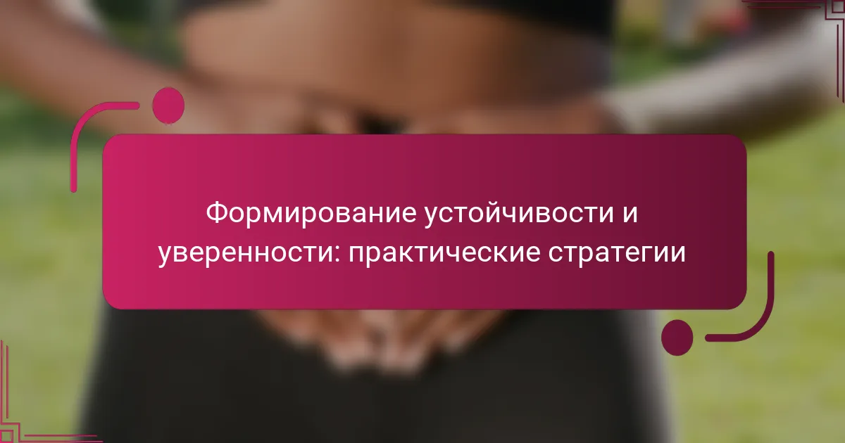 Формирование устойчивости и уверенности: практические стратегии