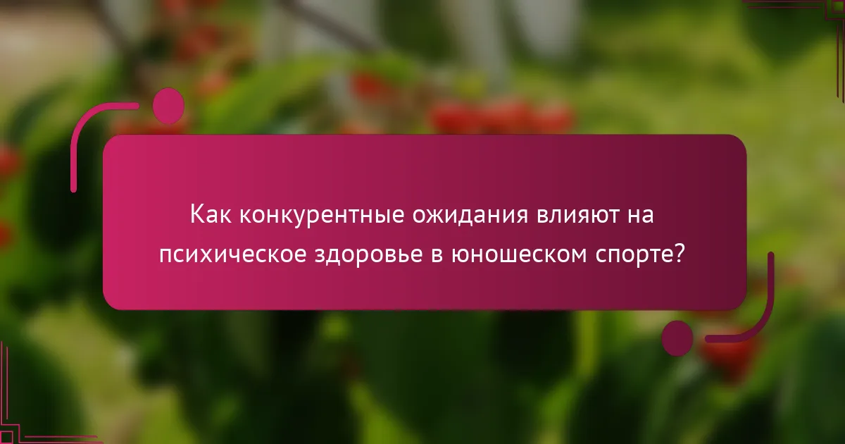 Как конкурентные ожидания влияют на психическое здоровье в юношеском спорте?