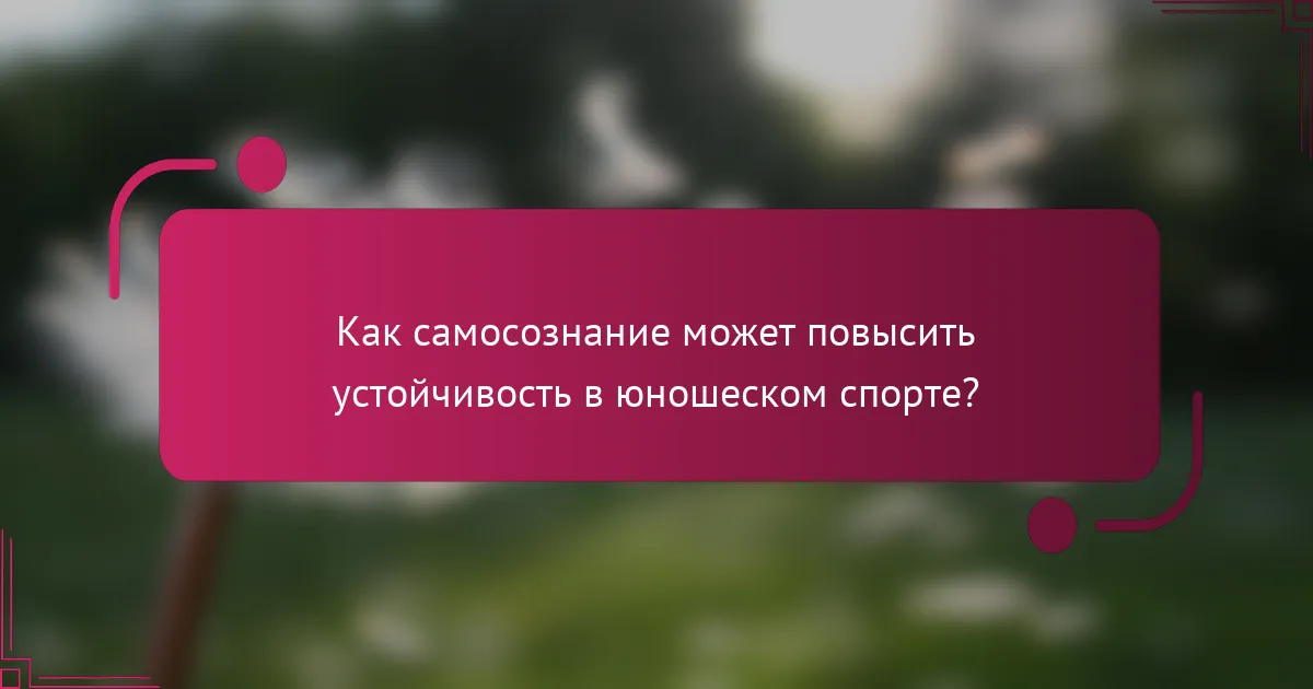Как самосознание может повысить устойчивость в юношеском спорте?