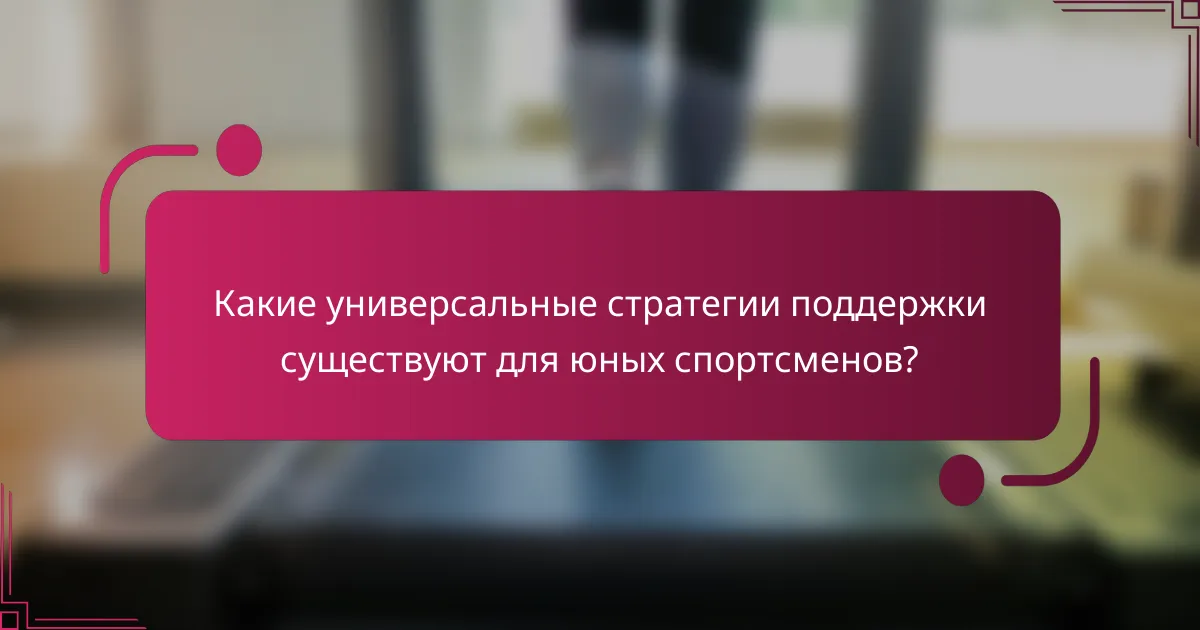 Какие универсальные стратегии поддержки существуют для юных спортсменов?