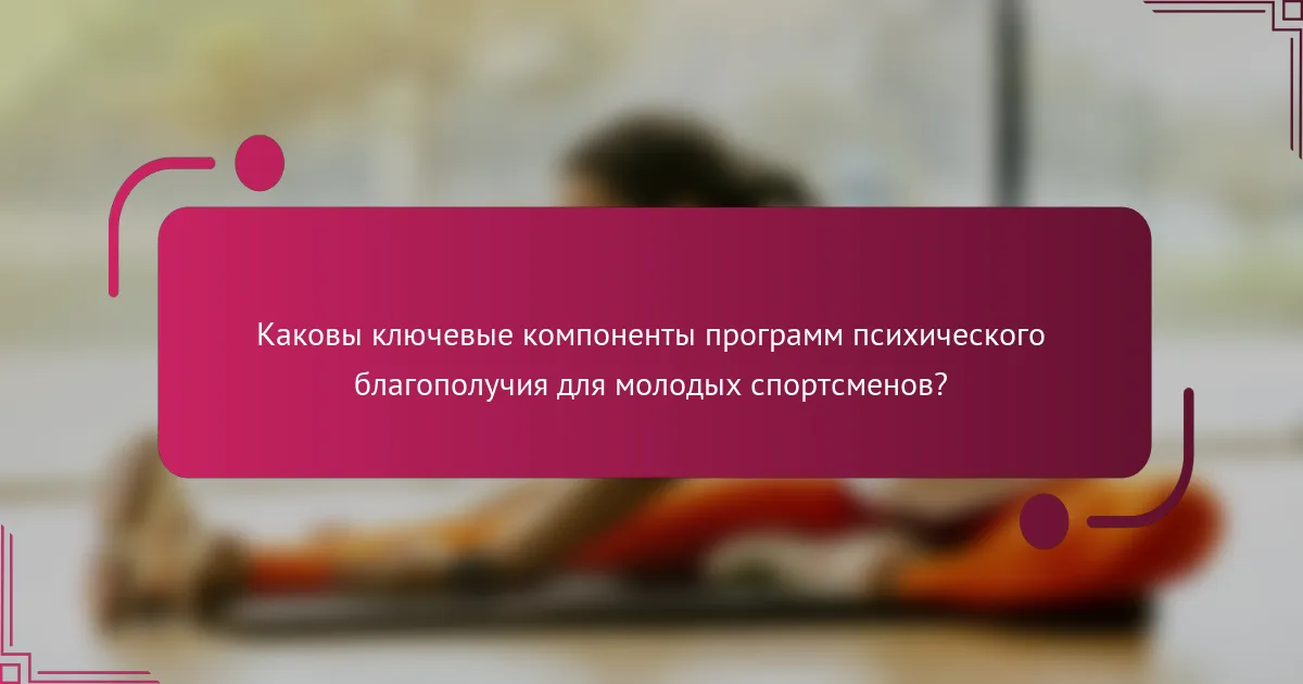 Каковы ключевые компоненты программ психического благополучия для молодых спортсменов?