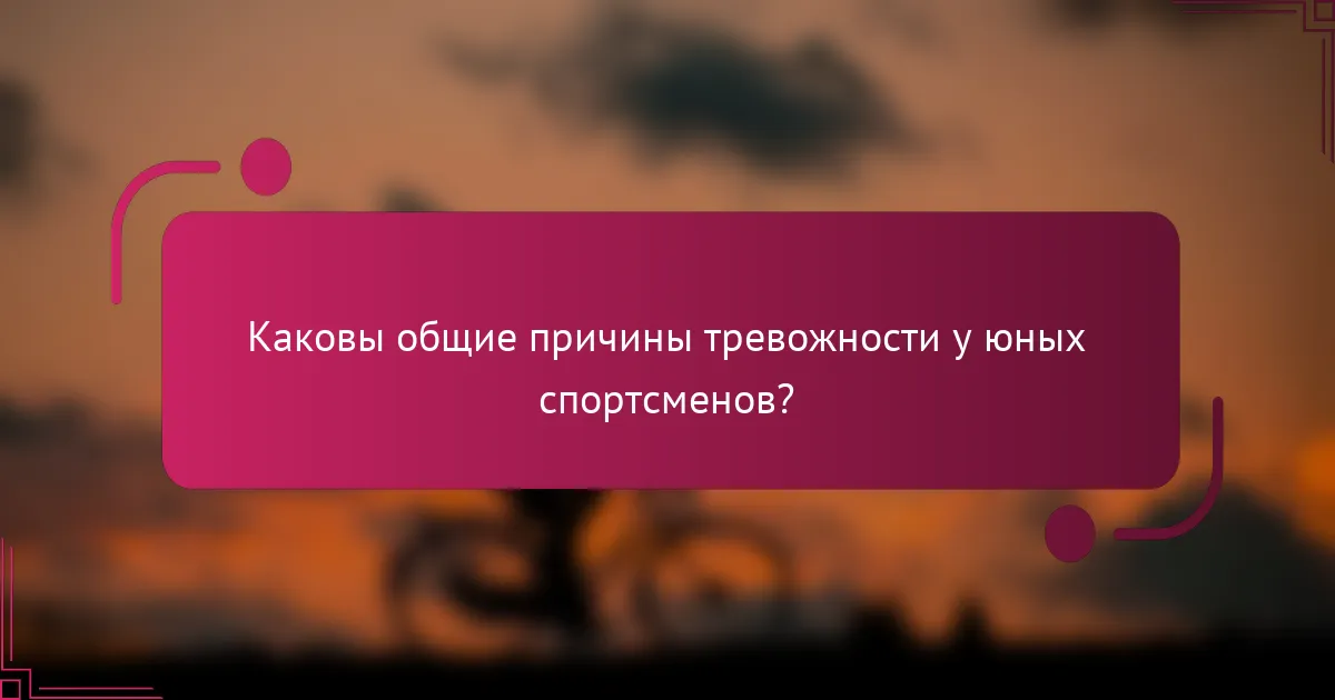 Каковы общие причины тревожности у юных спортсменов?
