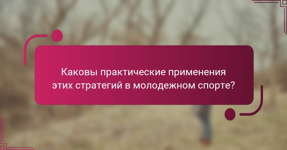 Каковы практические применения этих стратегий в молодежном спорте?