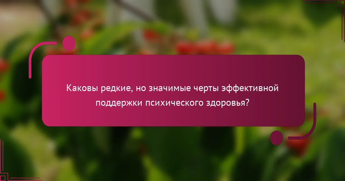 Каковы редкие, но значимые черты эффективной поддержки психического здоровья?